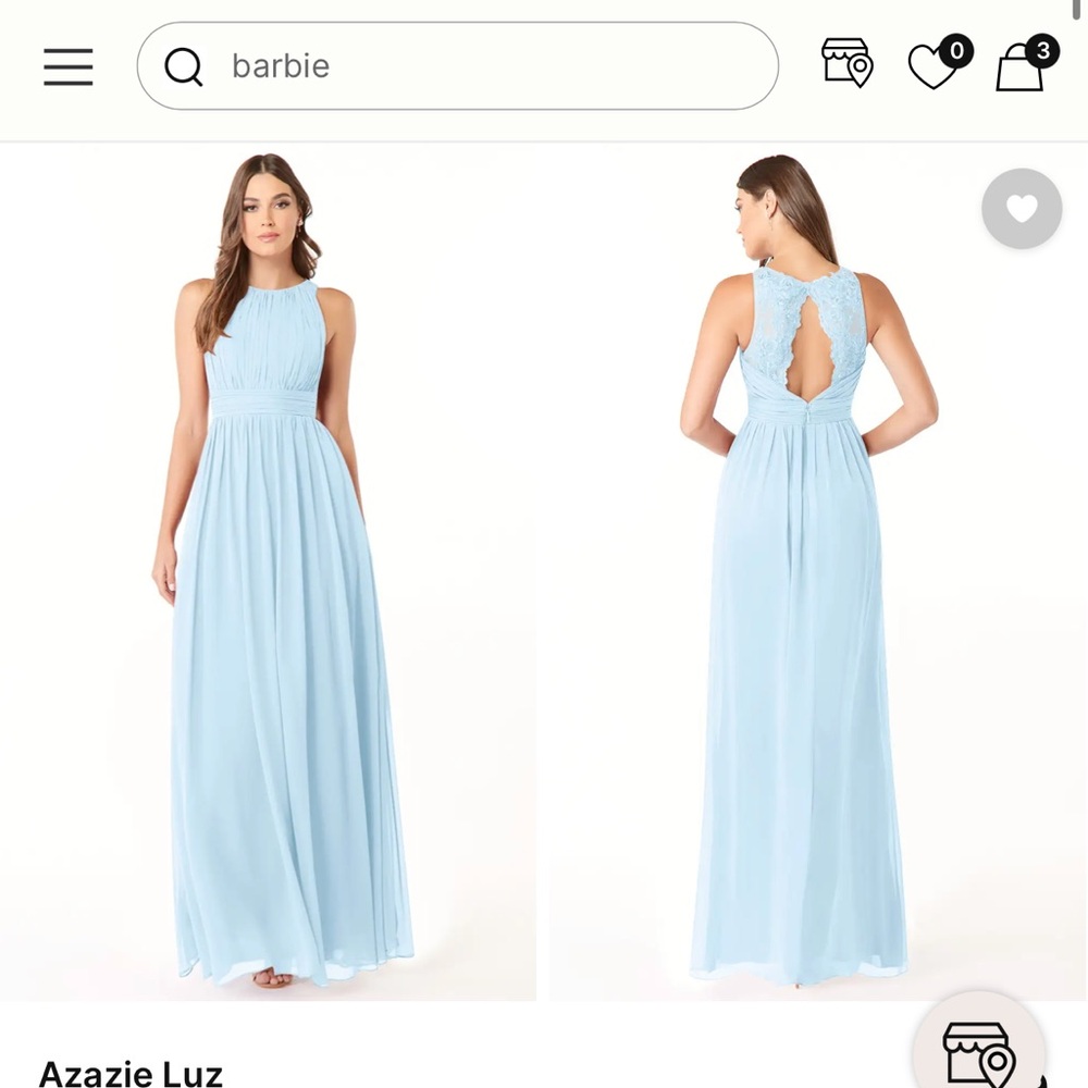 Azazie Sky Blue Gown with Lace Back